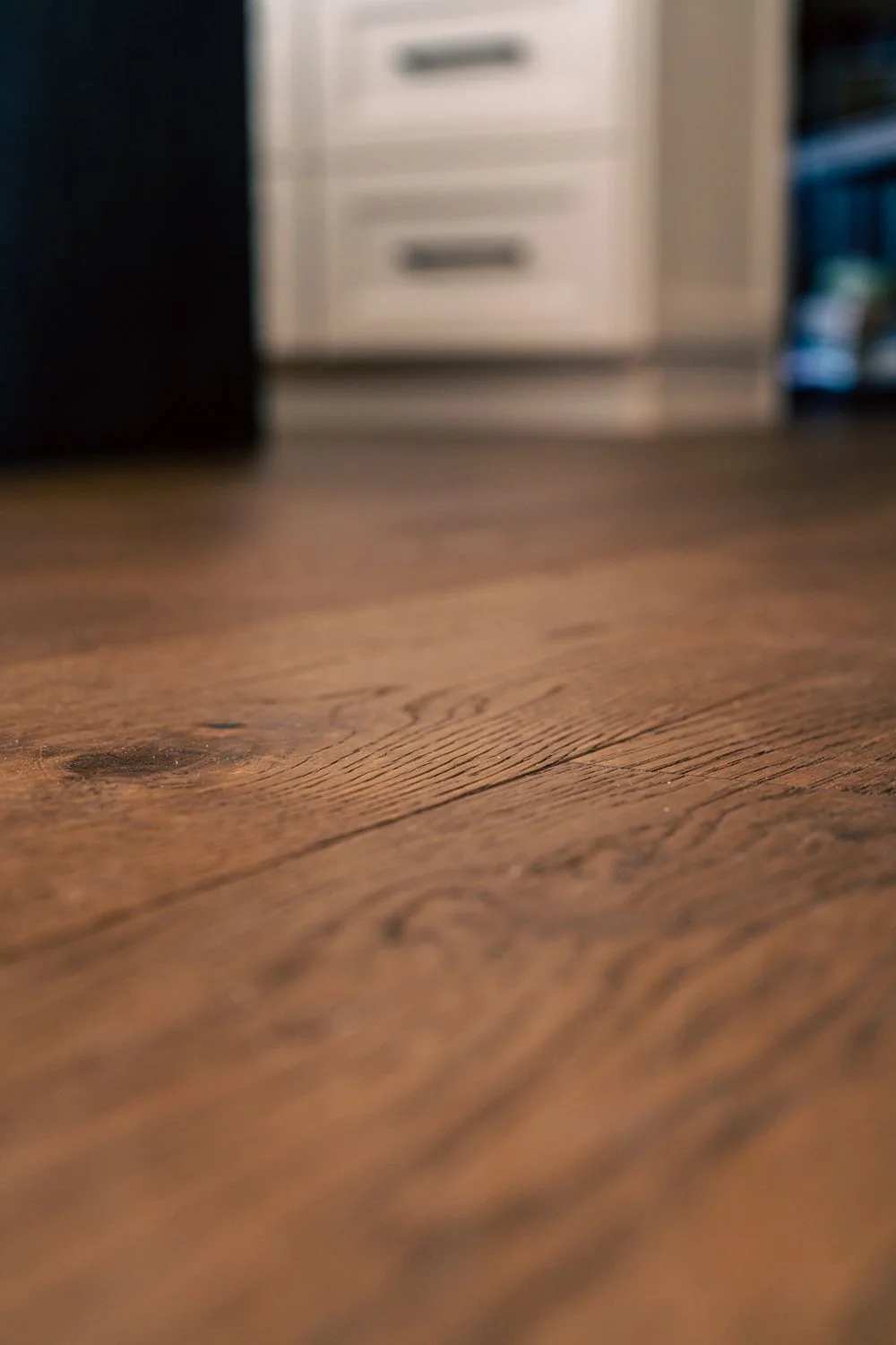 Close-up of new hardwood flooring installed in a Scottsdale, AZ kitchen remodel