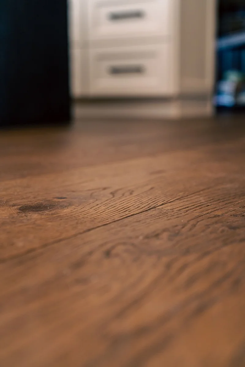 Close-up of new hardwood flooring installed in a Scottsdale, AZ kitchen remodel